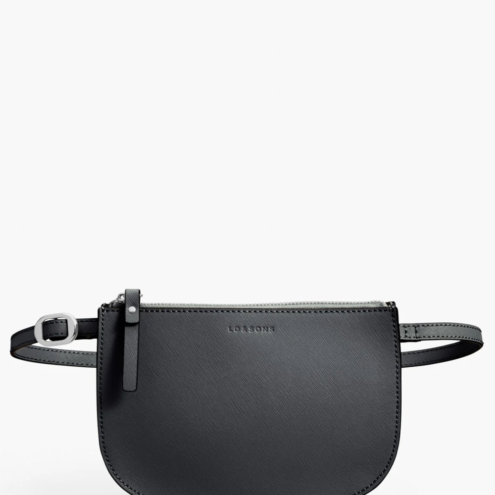 Lo & Sons Waverley 2 Large Bag Saffiano Leather Dark Grey Exterior